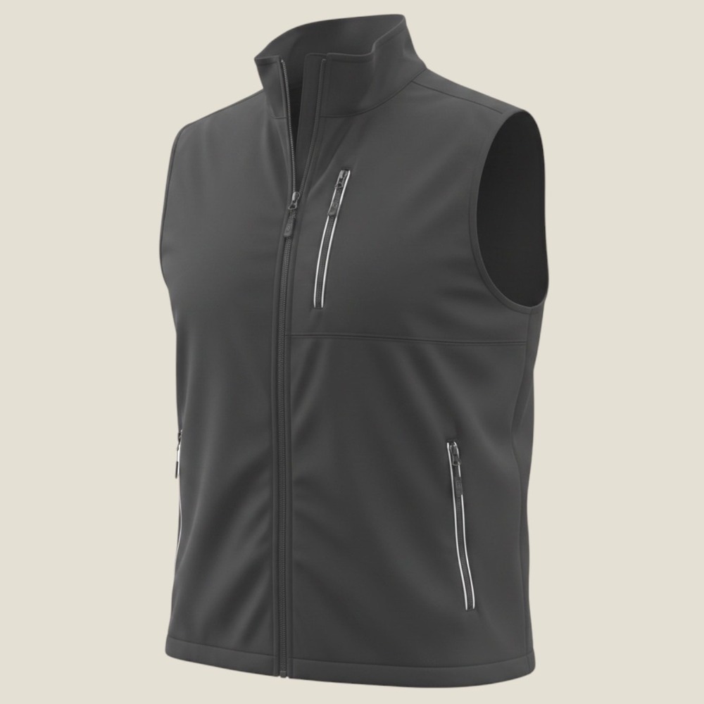 33,000ft Men Soft Shell Full Zip Vest Black Lightweight Windproof Outdoor Hiking